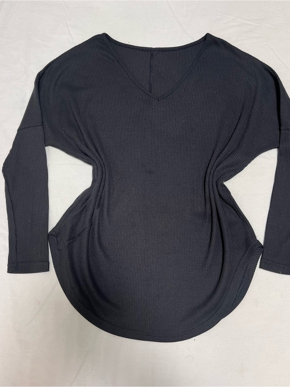 Women's Black V-Neck Long Sleeve Thermal Top